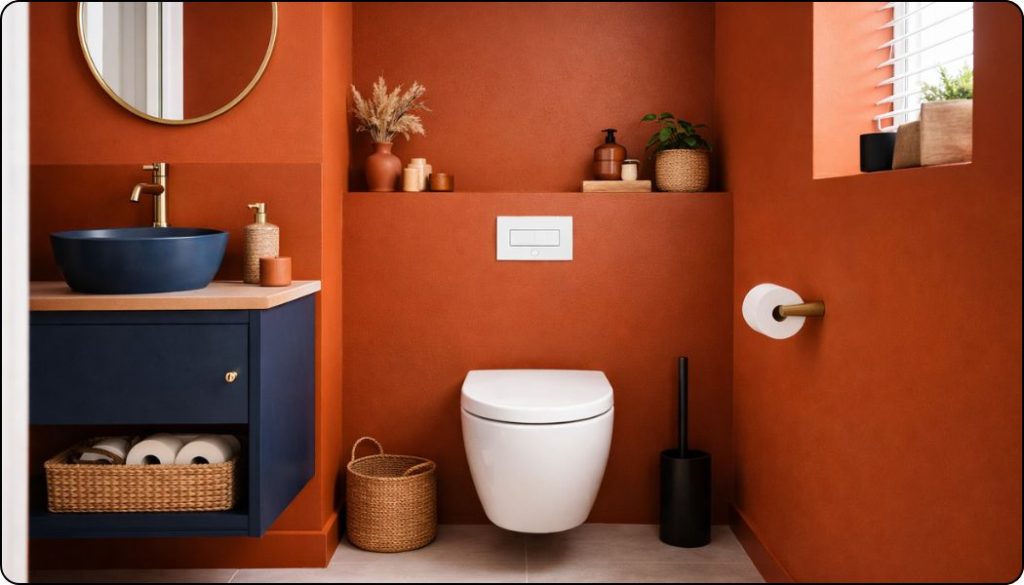 toilettes murs rouges