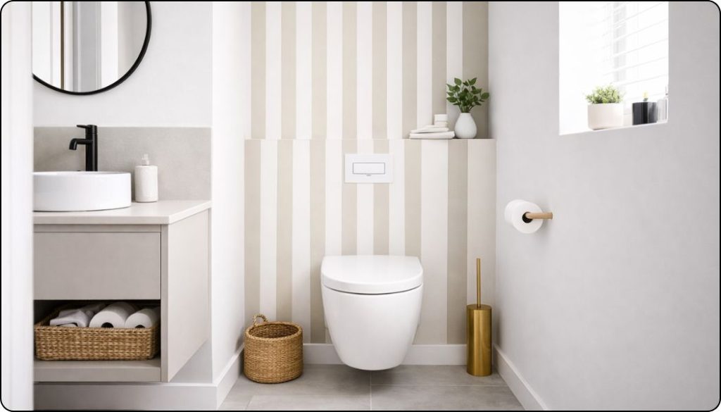 toilettes murs rayés