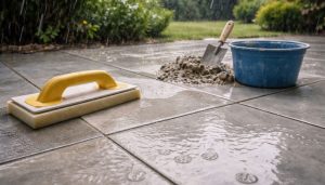 carrelage avec pluie